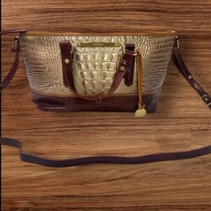 Brahmin Gold and Brown Satchel